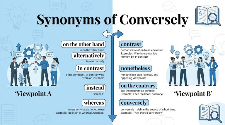 synonyms of conversely